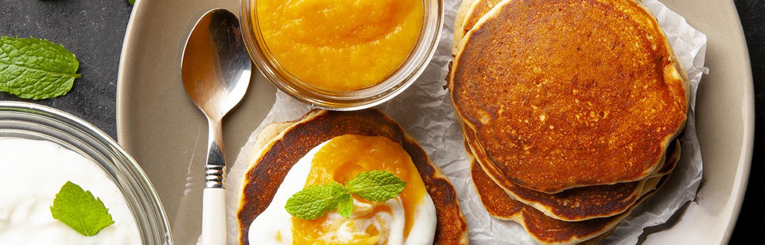  DOMO recept Pancakes met verse kaas en compote van abrikoos