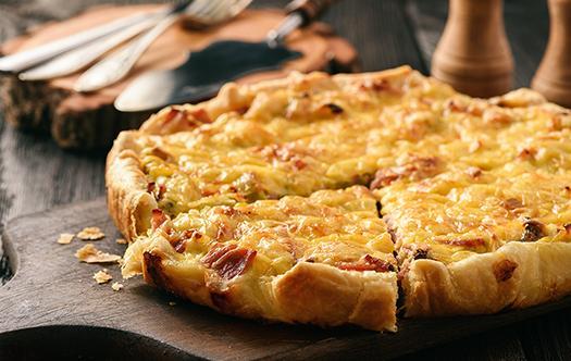 DOMO recipe Quiche with leek and bacon bits
