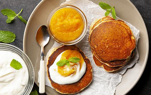  DOMO recept Pancakes met verse kaas en compote van abrikoos